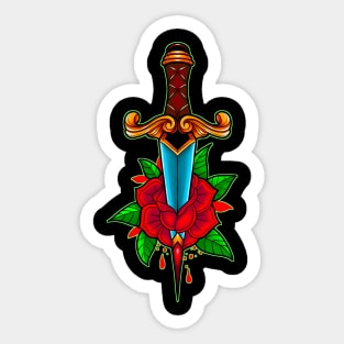 Traditional Inspired Rose bleeding Dagger Sticker